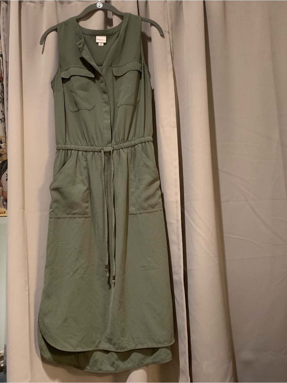 Merona Olive Green Sleeveless Shirt Dress – Size Small